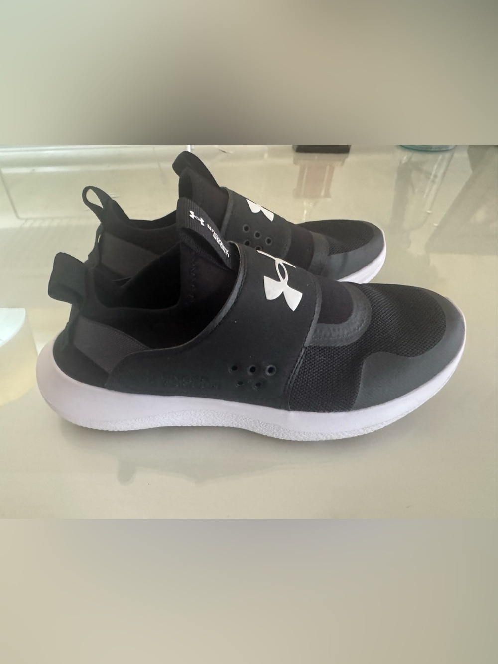 Under Armour Black and White Slip-On Sneakers